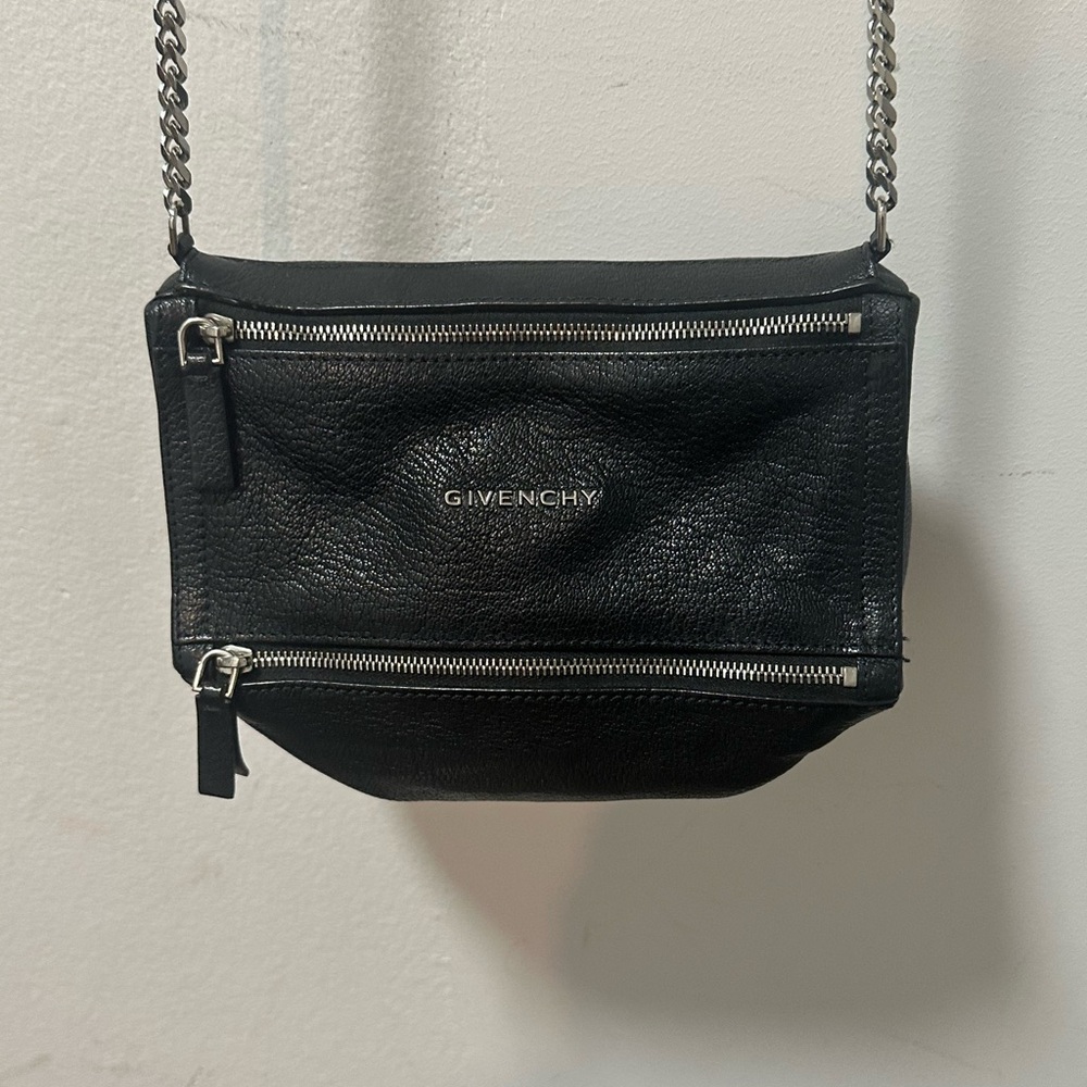 Givenchy Black Leather Shoulder Bag with Silver Accents
